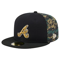 Men's New Era Black Atlanta Braves Digi Camo 59FIFTY Fitted Hat