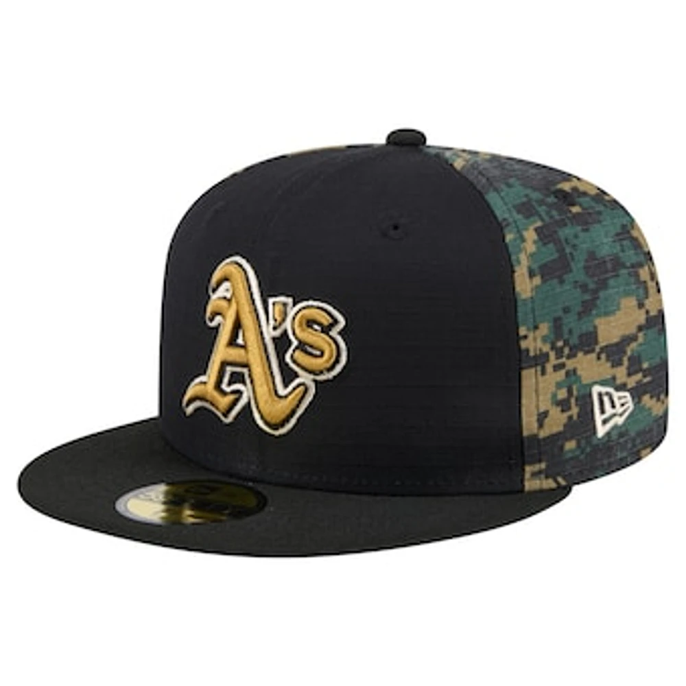 Men's New Era Black Oakland Athletics Digi Camo 59FIFTY Fitted Hat