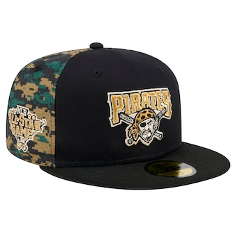 Men's New Era Black Pittsburgh Pirates Digi Camo 59FIFTY Fitted Hat