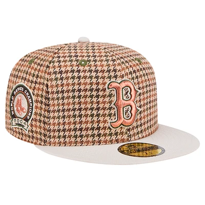 Men's New Era Brown Boston Red Sox Houndstooth 59FIFTY Fitted Hat