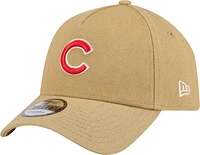 Men's New Era Khaki Chicago Cubs Logo Essentials 9FORTY A-Frame Adjustable Hat