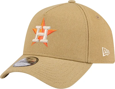 Men's New Era Khaki Houston Astros Logo Essentials 9FORTY A-Frame Adjustable Hat