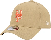 Men's New Era Khaki New York Mets Logo Essentials 9FORTY A-Frame Adjustable Hat