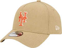 Men's New Era Khaki New York Mets Logo Essentials 9FORTY A-Frame Adjustable Hat