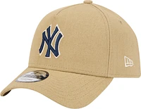 Men's New Era Khaki New York Yankees Logo Essentials 9FORTY A-Frame Adjustable Hat