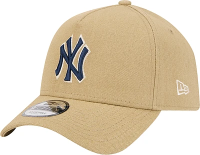 Men's New Era Khaki New York Yankees Logo Essentials 9FORTY A-Frame Adjustable Hat