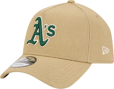 Men's New Era Khaki Oakland Athletics Logo Essentials 9FORTY A-Frame Adjustable Hat