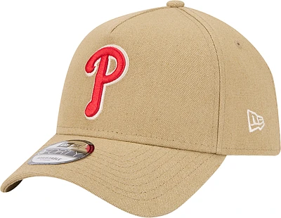 Men's New Era Khaki Philadelphia Phillies Logo Essentials 9FORTY A-Frame Adjustable Hat