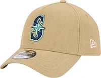 Men's New Era Khaki Seattle Mariners Logo Essentials 9FORTY A-Frame Adjustable Hat