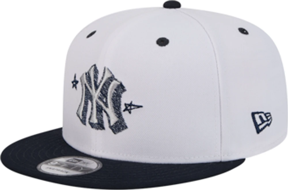 Men's New Era White New York Yankees Official Doodles 9FIFTY Snapback Hat