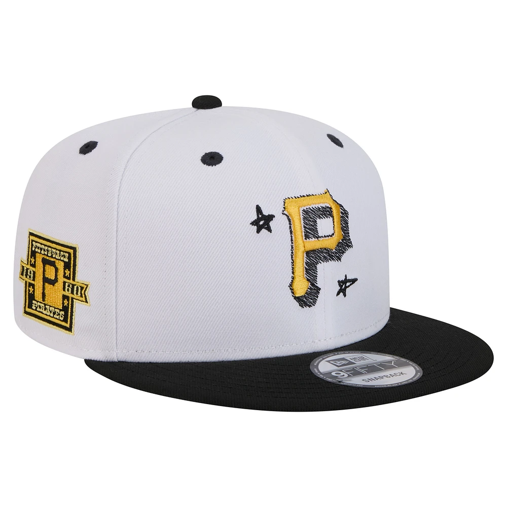 Men's New Era White Pittsburgh Pirates Official Doodles 9FIFTY Snapback Hat