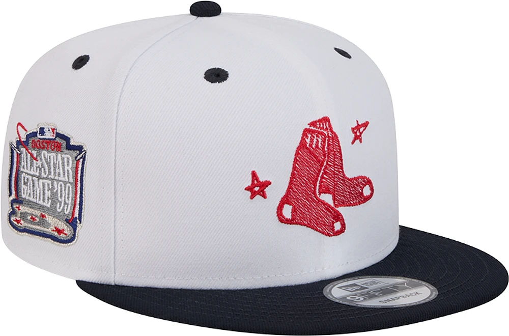 Men's New Era White Boston Red Sox Official Doodles 9FIFTY Snapback Hat