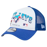 Men's New Era White Toronto Blue Jays Retro Wordmark 9FORTY A-Frame Trucker Adjustable Hat