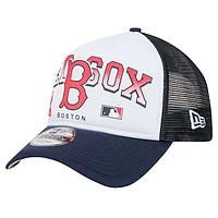 Men's New Era White Boston Red Sox Retro Wordmark 9FORTY A-Frame Trucker Adjustable Hat