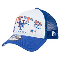 Men's New Era White New York Mets Retro Wordmark 9FORTY A-Frame Trucker Adjustable Hat