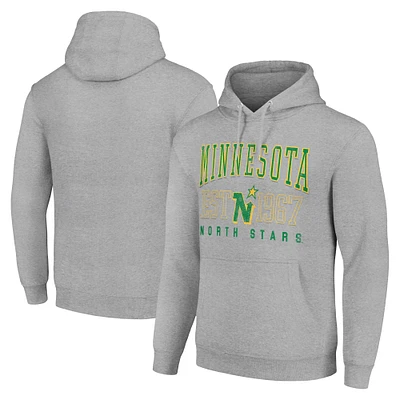 Men's Starter Heather Gray Minnesota North Stars Retro Graphic Pullover Hoodie