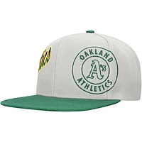 Men's Mitchell & Ness Gray/Green Oakland Athletics Knock Out Panel Snapback Hat