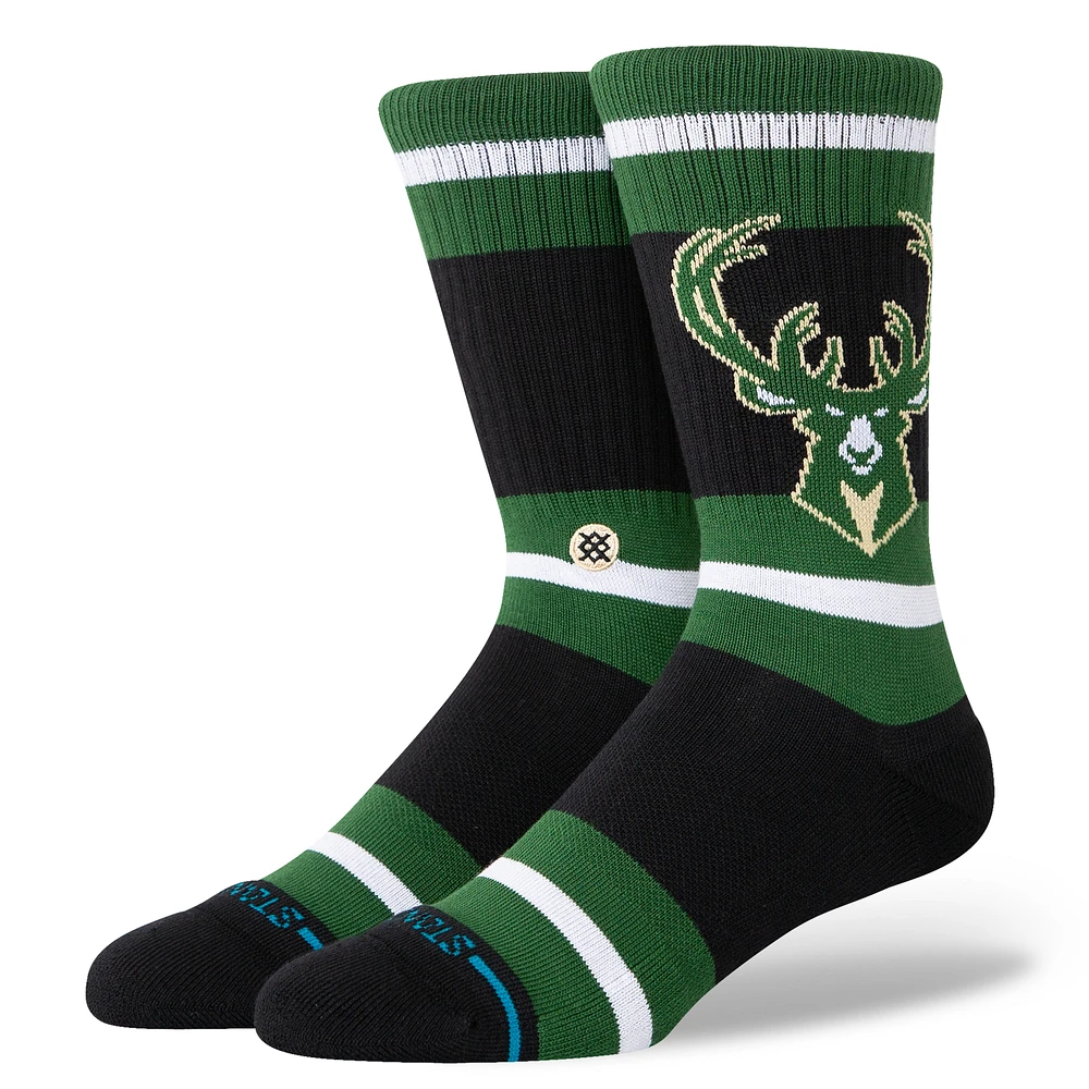 Unisex  Stance Milwaukee Bucks Prep Stripe Crew Sock