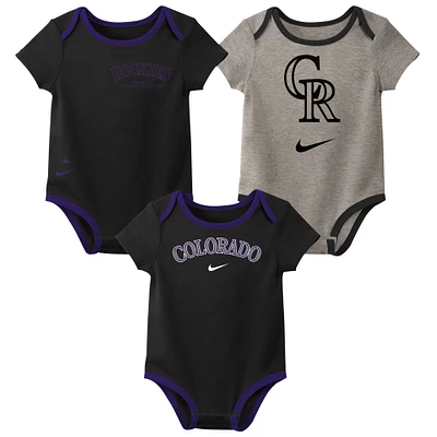 Infant Nike Colorado Rockies Authentic Collection Three-Pack Bodysuit Set