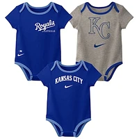 Infant Nike Kansas City Royals Authentic Collection Three-Pack Bodysuit Set