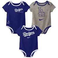 Infant Nike Los Angeles Dodgers Authentic Collection Three-Pack Bodysuit Set