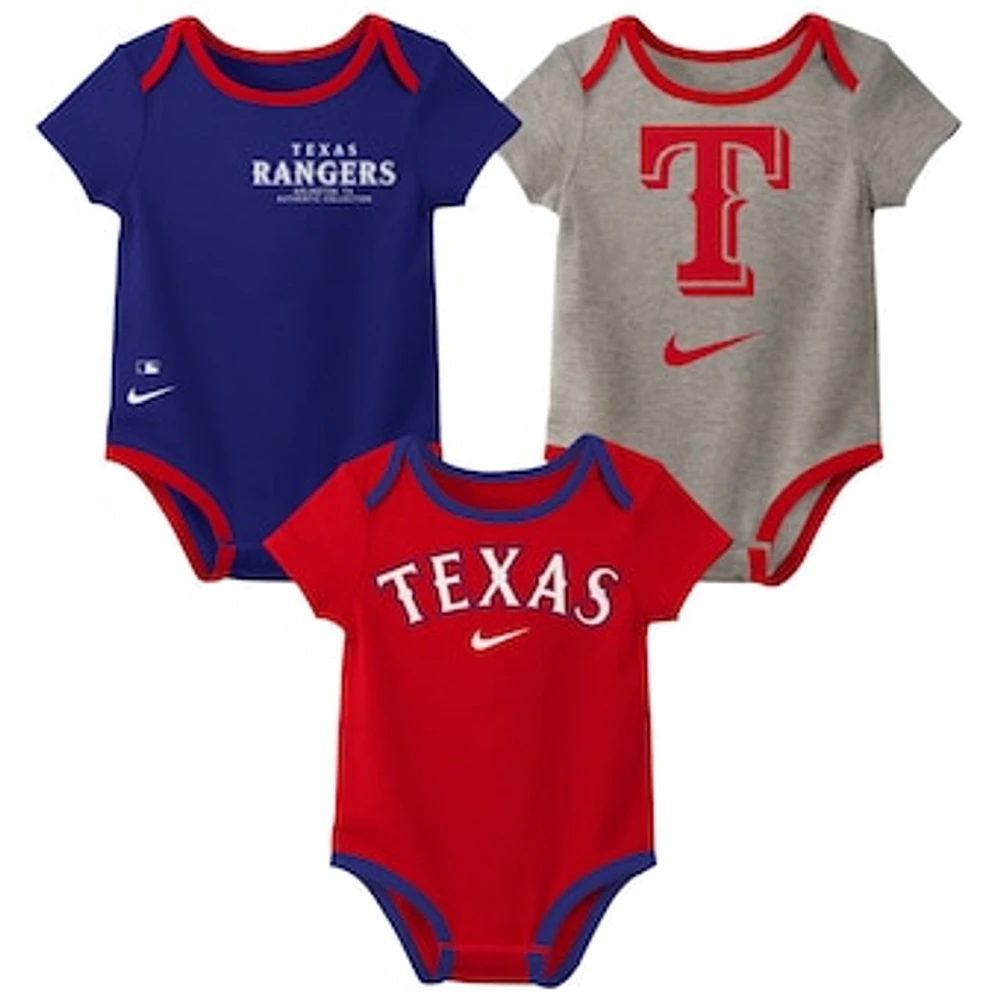 Infant Nike Texas Rangers Authentic Collection Three-Pack Bodysuit Set