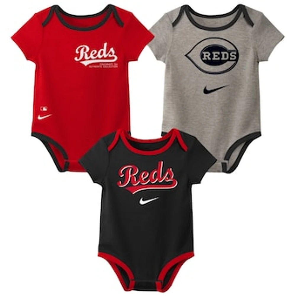 Infant Nike Cincinnati Reds Authentic Collection Three-Pack Bodysuit Set