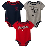 Infant Nike Cleveland Guardians Authentic Collection Three-Pack Bodysuit Set