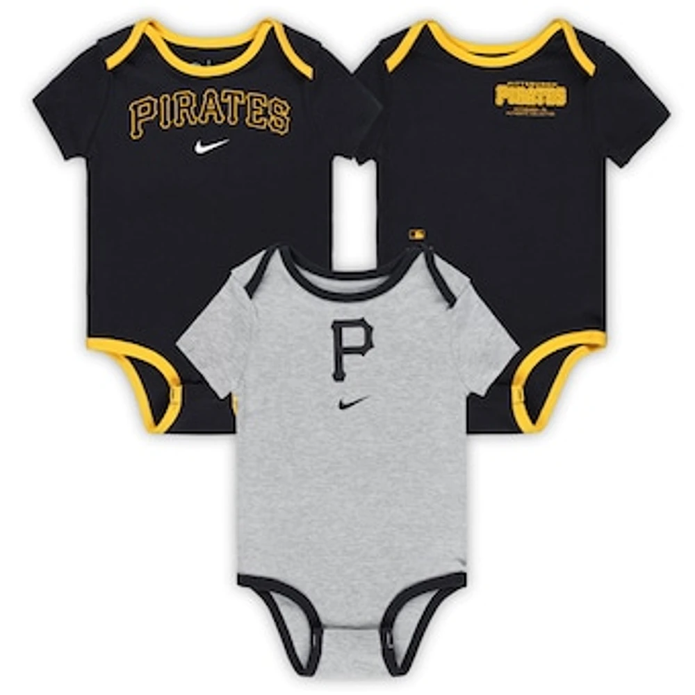 Infant Nike Pittsburgh Pirates Authentic Collection Three-Pack Bodysuit Set