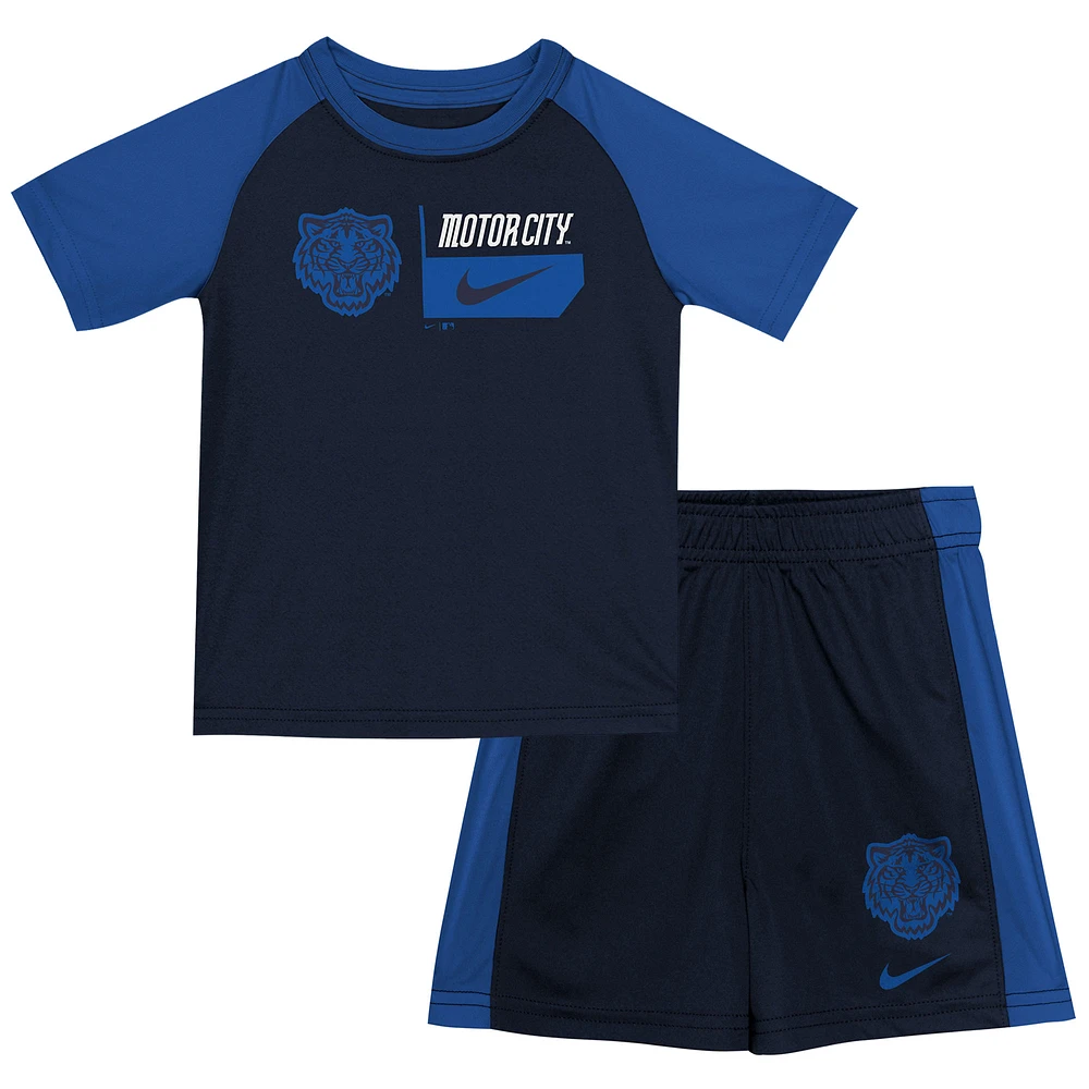 Preschool Nike  Navy Detroit Tigers 2024 City Connect Two-Piece T-Shirt and Short Set