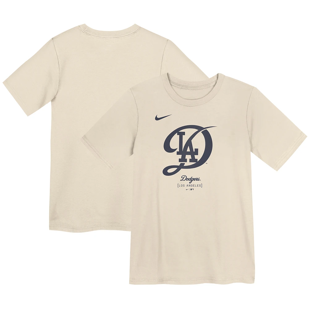 Preschool Nike Cream Los Angeles Dodgers 2024 City Connect Large Logo T-Shirt