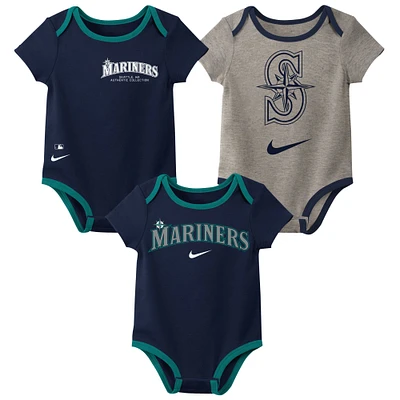 Newborn & Infant Nike Seattle Mariners Three-Pack Bodysuit Set