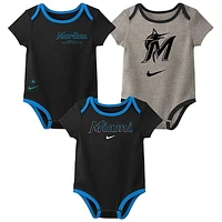 Newborn & Infant Nike Miami Marlins Three-Pack Bodysuit Set