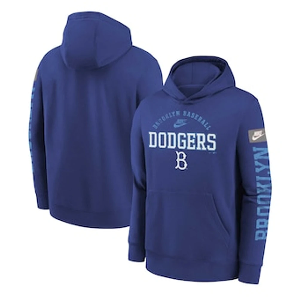 Youth Nike Royal Brooklyn Dodgers Cooperstown Collection Splitter Club Fleece Pullover Hoodie