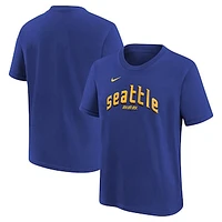 Youth Nike Royal Seattle Mariners City Connect Wordmark T-Shirt