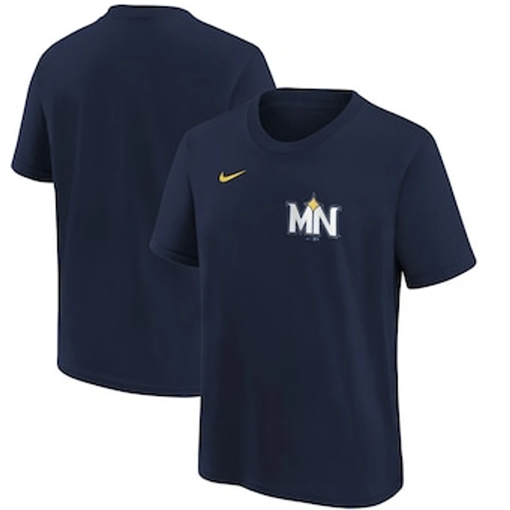 Youth Nike Navy Minnesota Twins 2024 City Connect Wordmark T-Shirt