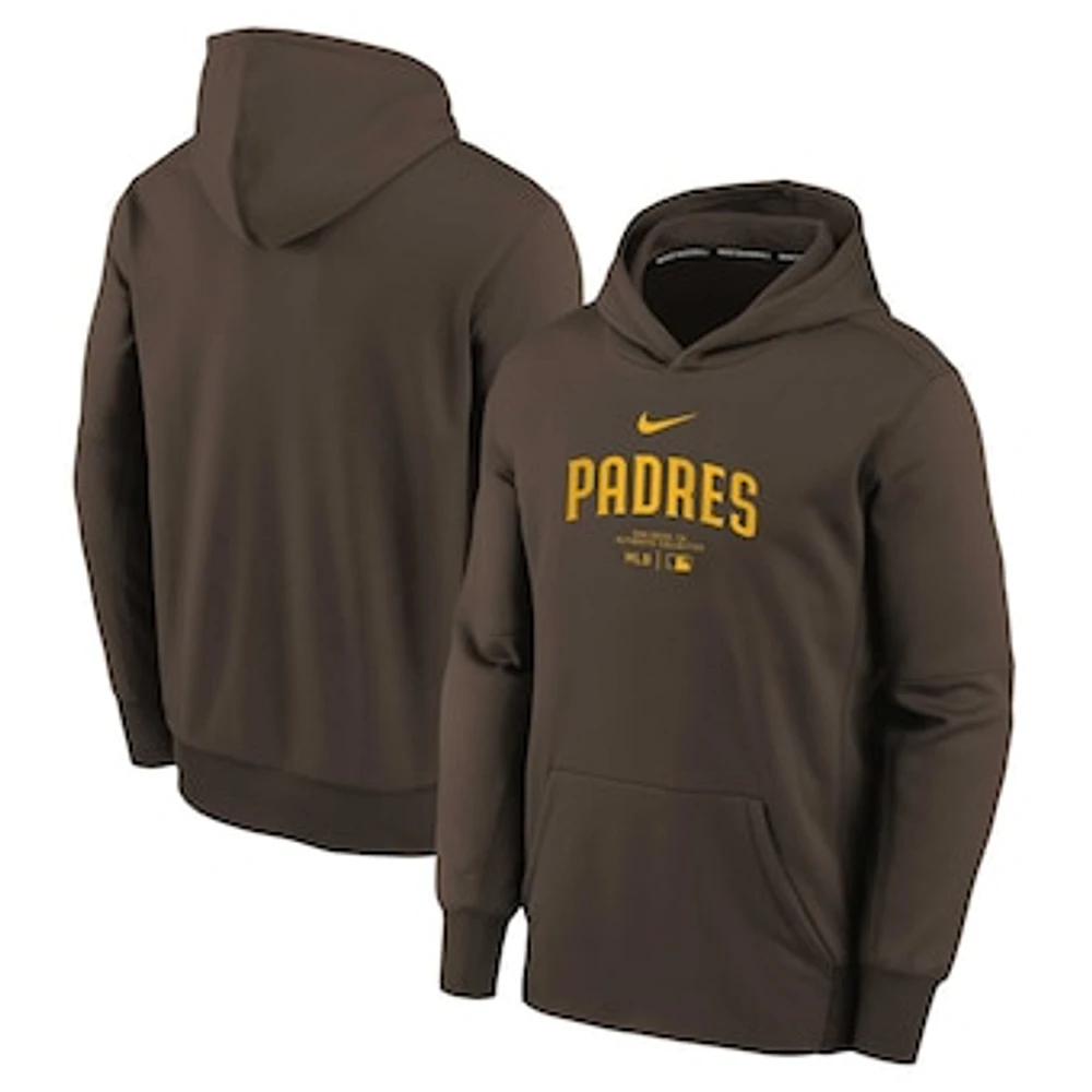 Youth Nike Brown San Diego Padres Authentic Collection Performance Pullover Hoodie