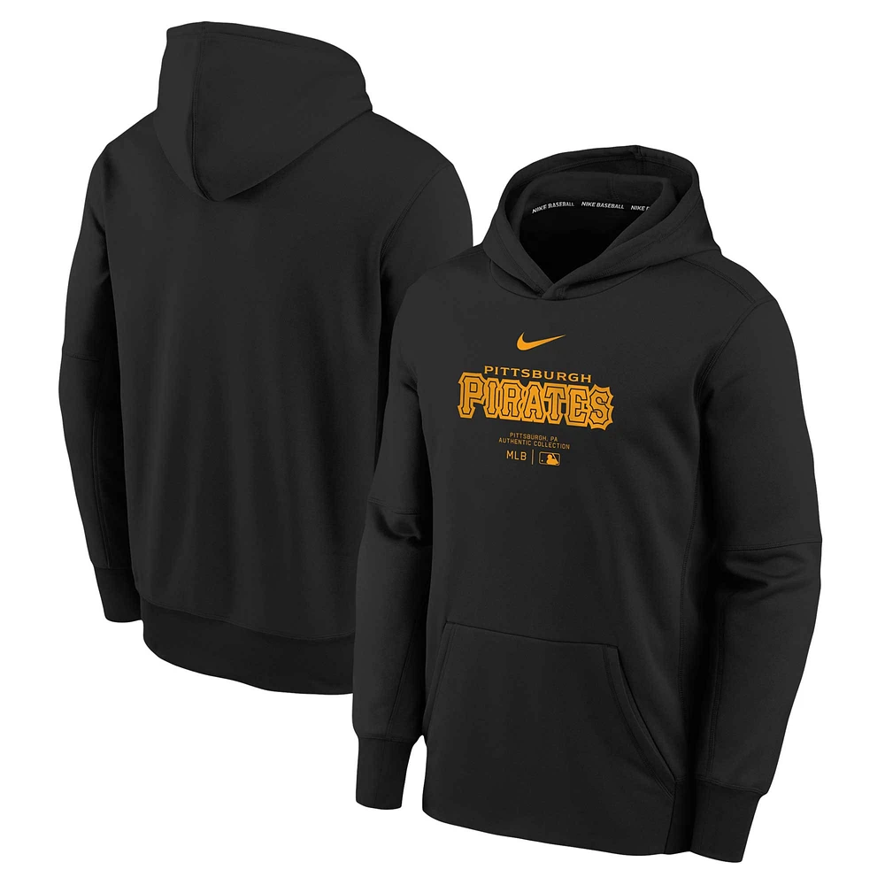 Youth Nike Black Pittsburgh Pirates Authentic Collection Performance Pullover Hoodie