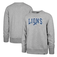 Men's '47 Gray Detroit Lions Varsity Block Headline Pullover Sweatshirt