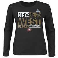 Women's Fanatics  Black San Francisco 49ers 2023 NFC West Division Champions Plus Conquer Long Sleeve Scoop Neck T-Shirt