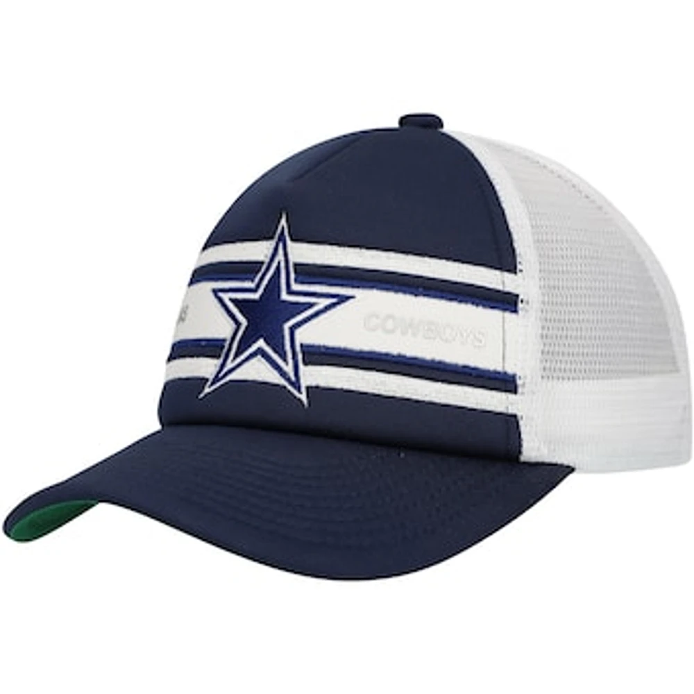 Youth Mitchell & Ness Navy Dallas Cowboys Stripe Trucker Adjustable Hat