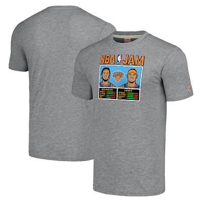 Unisex Homage  Jalen Brunson & Josh Hart Gray New York Knicks NBA Jam Tri-Blend T-Shirt