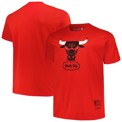 Men's Mitchell & Ness Red Chicago Bulls Big Tall Hardwood Classics Vintage Logo T-Shirt