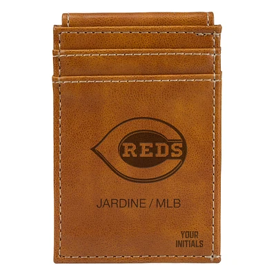 Brown Cincinnati Reds Personalized Front Pocket Wallet