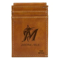 Brown Miami Marlins Personalized Front Pocket Wallet