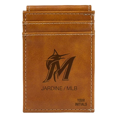 Brown Miami Marlins Personalized Front Pocket Wallet