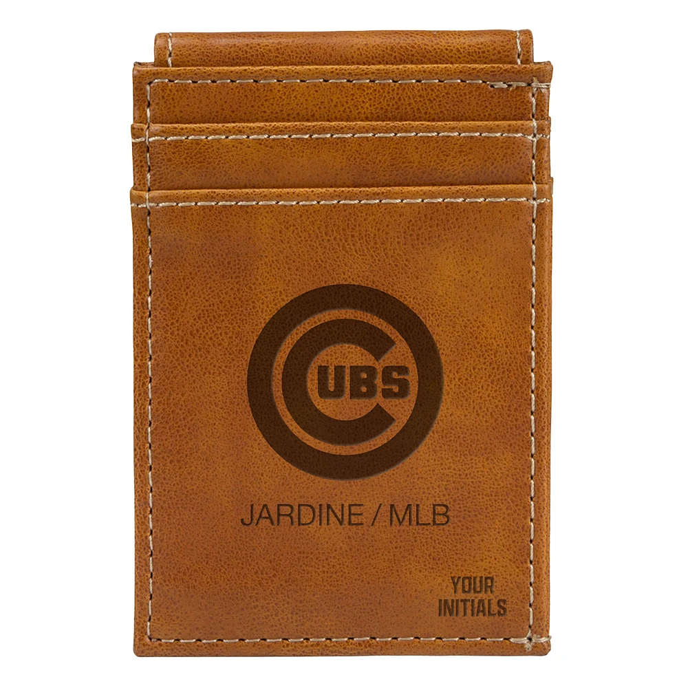 Brown Chicago Cubs Personalized Front Pocket Wallet