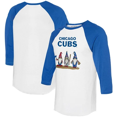 Infant Tiny Turnip White/Royal Chicago Cubs Gnomes 3/4-Sleeve Raglan T-Shirt