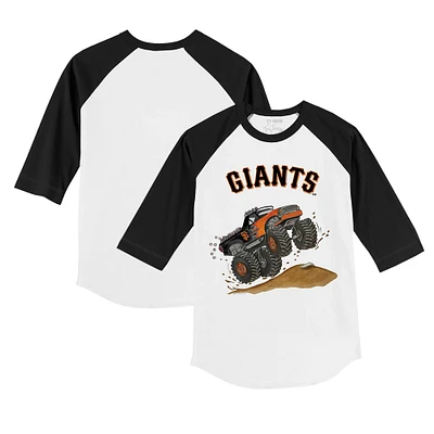 Infant Tiny Turnip White/Black San Francisco Giants Monster Truck 3/4-Sleeve Raglan T-Shirt
