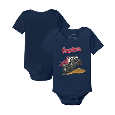 Infant Tiny Turnip Navy Cleveland Guardians Monster Truck Bodysuit